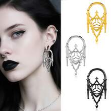 1pc Halloween Vintage Gothic Hollow Castle Earrings Ear Weights, Minimalist Fashion Ear Tunnels Ear Plugs Retro Punk Holiday Gift Jewelry Women Men New Arrival Gifts - style-1 - 查看 1