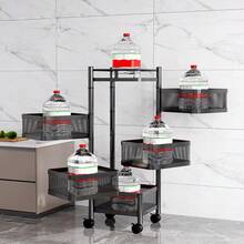 Rollwagen Eckig Mit 4 Ebenen, Küchenwagen Mit 360° Drehbare Räder, Gitterwagen Küchenregal Aus Stahl, Obstwagen - Schwarz - Übersicht 7