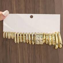 1 pereche/10 perechi/40 de perechi Set de cercei minimalisti din rășină CCB aurie, potriviți pentru purtare zilnică - Aur - Vizualizare 7