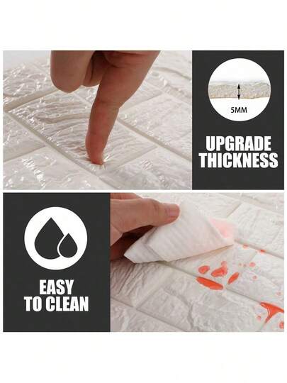 /1pc 3D Self Adhesive Wand Stickers, Foam Waterproof Wallpaper, Children's Room, Living Room Background ation, Moisture Proof, Anti Collision, Bedroom, Dormitory, Rental Ho Nursery Wallpaper Home Bathroom Bedroom ation Stuff Art Paper view 9