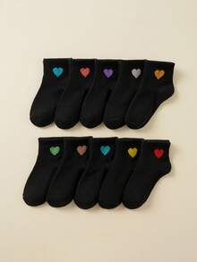 10pairs Heart Design Soft Socks For Toddlers & Kids - Multicolor - View 7