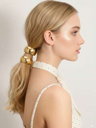 1pc Minimalist Metal Hair Tie/Ponytail Holder For Women ,Ponytail Holders ,Hair Elastics ,Hair Rubber Bands ,Scrunchies ,Hair Rope