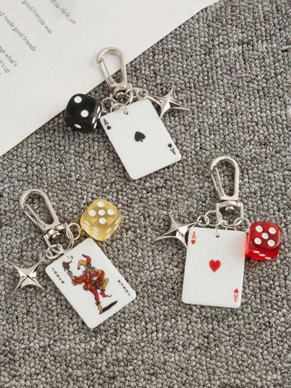 1 Stück kreative Poker Spieler Stil Multi-Element Taschenanhänger Schlüsselanhänger, origineller Gürtel-Hänge-Dekor Weihnachtsgeschenk Taschenanhänger Auto Zubehör Lehrer Freundin Schwester Geschenkideen