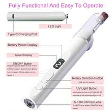 Professional Electric Nail Drill Machine Cordless Rechargeable With UV Light 3 Speed Gears For Acrylic Gel Nails Thick Toenails Home Salon Beginner Kit - 美甲工具 - 查看 9