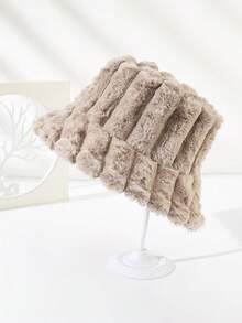 1pc Unisex New Winter Solid Color Tie-Dye Faux Fur Casual Warm Versatile Bucket Hat