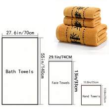 Bamboo Fiber Bath Towel Set Of 3pcs, Bamboo Embroidered Bath Towel & Hand Towel Set, Absorbent& Quick-Drying Showering Towel, Super Soft& Skin-Friendly Bathing Towel, Floral Design, For Home Bathroom, Gym, Spa, Pool, Travel, Ideal Bathroom Supplies, Decorative Towels, Wash Cloths, Luxury Towels, Towels, Hotel Towels, Modern Towels, Premium Towels - Multicolor - View 26