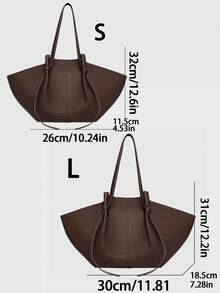 1pc Women's PU Leather One Shoulder Handbag, High Capacity Underarm Tote Bag, Wing Design - Coffee - View 2