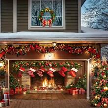 1 peça de fundo de lareira de fibra de poliéster para Natal - faixa de decoração de festa multiuso, sem necessidade de eletricidade, ideal para fotografia de feriados, cabine de fotos e eventos de celebração, decoração de Natal