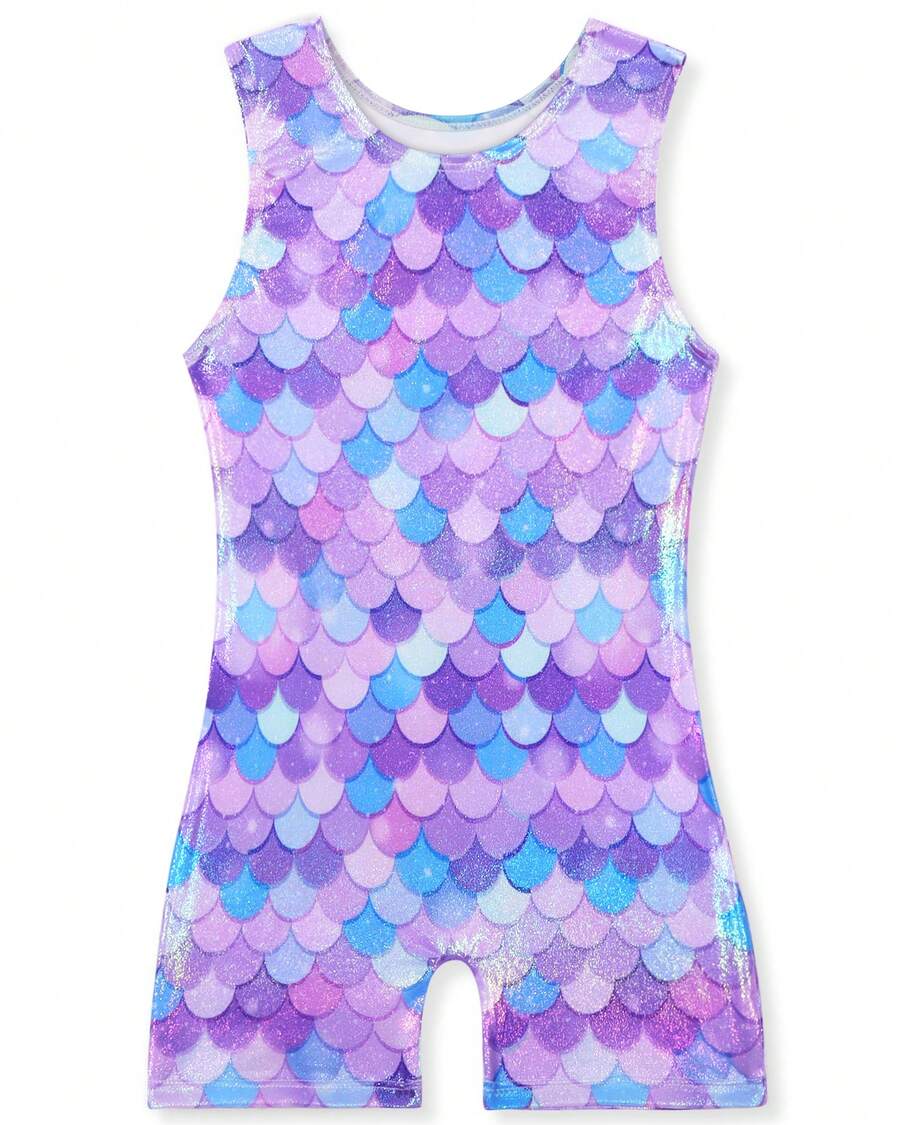 MENKEY Gymnastics Leotard - Various Styles - Children's One-Piece Style - Professional Tight-Fitting Suit - Bicycle Tight Suit - Suitable For Children's Clothing - Girl's Halloween - 紫色 - 查看 1