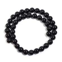 1 件黑色玻璃珠串,4/6/8/10/12 毫米,时尚休闲百搭可爱手工 DIY 散珠,适用于友谊手链、项链、珠宝、工艺品、手机和钥匙链、装饰品、批发珠子 - 黑色 - 查看 8