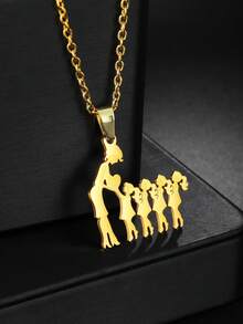 1 件时尚母子女吊坠项链，女士奢华不锈钢项链，母亲节礼物 - 金色 - 查看 22