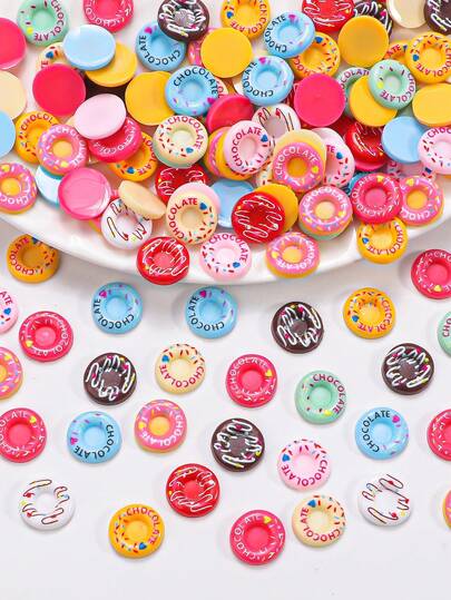 50 pezzi Decorazioni per unghie in resina realistica, a forma di ciambella, carini e realistici, accessori fai-da-te per fermagli per capelli e orecchini in gel crema