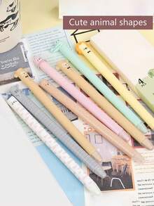2/5/7pcs Animal Erasable Gel Pens, Multiple Different Animal Expression Retractable Neutral Pens, Student-Specific Quick-Dry, Back To School - Multicolor - View 6