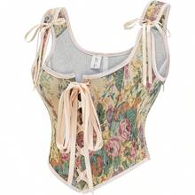 Women's Waist Cincher Bustier Boned Corset With  Design In 2025 - Beige Vintage Floral - View 2
