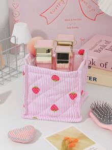 1 Peça Cesta de Armazenamento Acolchoada de Mesa Bonita e Prática, Cesta de Armazenamento de Miudezas de Mesa, Cesta de Armazenamento de Batom, Pincel de Maquiagem e Produtos de Skincare, Ornamentos de Mesa, Caixa de Armazenamento de Cosméticos, Usada para Armazenar e Organizar Pincéis e Produtos de Skincare, Decoração de Mesa, Armazenamento de Fone de Ouvido e Batom, Cesta de Piquenique Portátil