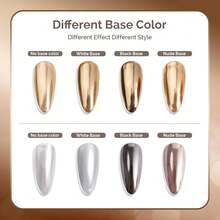 MelodySusie 2Pcs Chrome Nail Powder For Gel Nails,Metallic Mirror Effect Pigment Stylish And Technological Fine Glitter For Home DIY Salon Use{"Color_name":"SilverandChampagneGold"} - 銀色和香檳金色 - 查看 5
