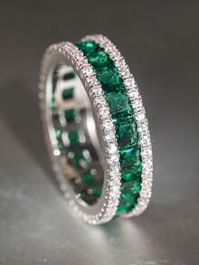 1 chiếc nhẫn nữ đính đá Cubic Zirconia, thích hợp làm quà tặng cho đám cưới, ngày Valentine và các dịp khác. - 1 # - Xem 3