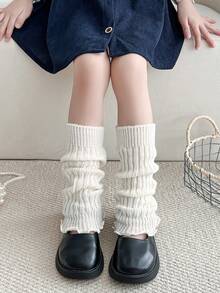 1 Pair Princess Style Vertical Striped Frill Trim Leg Warmers, Warm Knee/Leg Protector For Kids, All Season