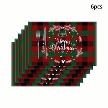 Set de 1/4/6 piese de șervețele imprimate cu tematică de Crăciun, imprimeu modern din fibră de poliester pentru bucătărie/masă, potrivit pentru decorarea de Crăciun în restaurante și bucătării.