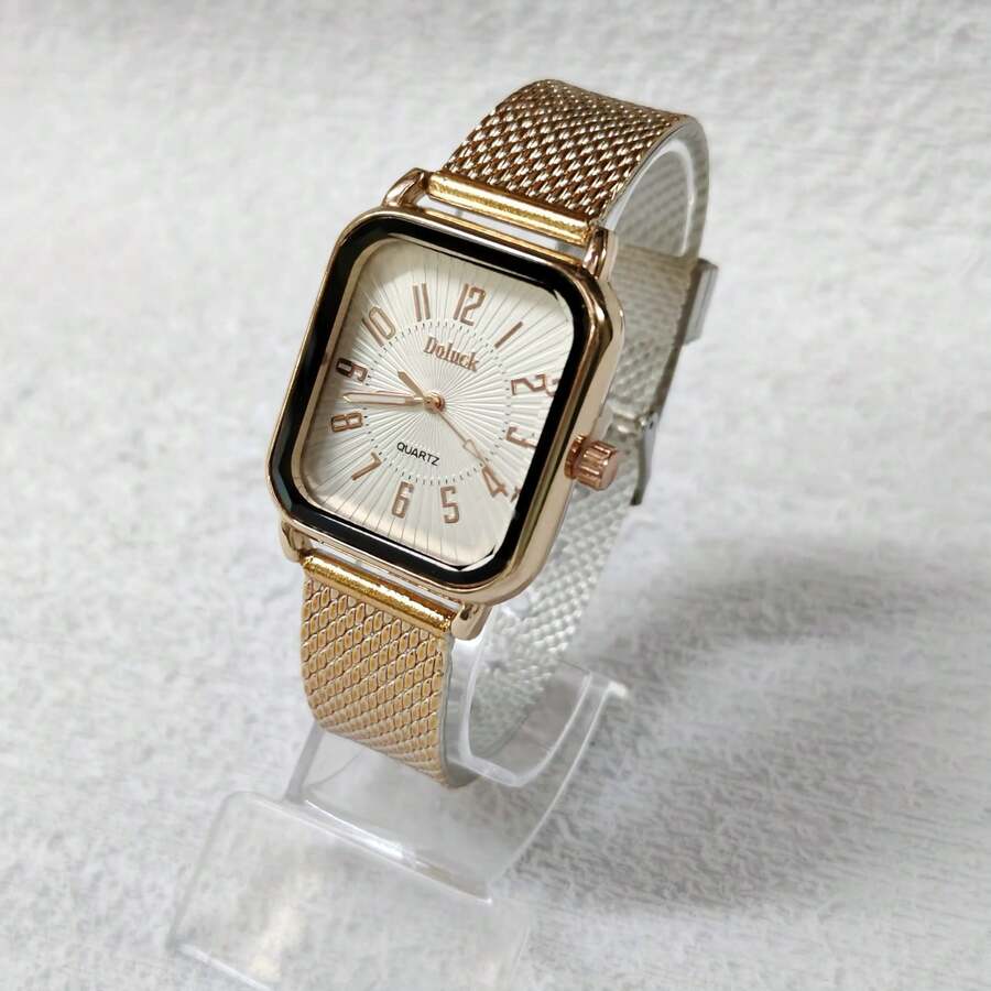 Women's Square Silicone Watch - Champán - Ver 1