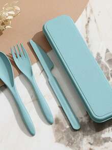 1 Set Posate Portatili, Set di Posate in Plastica Portatili con Coltello, Forchetta e Cucchiaio con Custodia, Posate in Plastica Rinforzata, Posate da Campeggio, Set di Posate Riutilizzabili per Picnic e Uso Quotidiano (con Scatola di Conservazione), Set di Posate in Plastica con Custodia, Cucchiaio, Coltello, Forchetta, Posate da Campeggio Portatili per Uso Quotidiano, Esterno, Picnic, Viaggio (Grande), Forniture Scolastiche, Essenziali per il Ritorno a Scuola, Regali di Natale