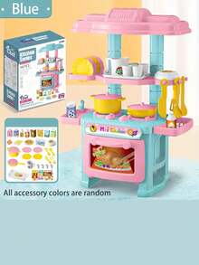 Realistic Girl Interactive Stir Fry & Cooking Stove Tableware Playset, Pretend Play Kitchen Toy Set - Multicolor - View 7