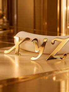 MONALLY 一对夸张时尚闪亮金色26字母A-Z首字母耳钉，女士流行欧美风格，日常佩戴，独特不锈钢配饰 - 耳環 - 查看 6