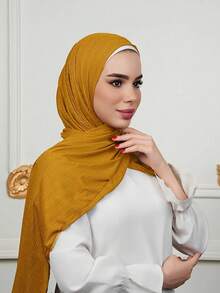 1pc Ready To Wear Instant Jersey Hijab Scarf, Breathable Muslim Headscarf For Women For Dress - Multicolor - View 14