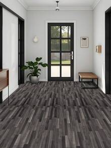 1 卷家居装饰灰色自粘地板砖 - 天然木质外观，自粘耐用防水乙烯基地板贴纸，适用于卧室、厨房、办公室装饰、浴室贴在瓷砖上卧室装饰 - 咖啡棕 - 查看 6