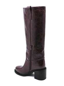 Mid-Calf Boots With A Slightly Pointed Toe And A Stable Block Heel-An Elegant And Comfortable Look. - Brown 2525A - View 4