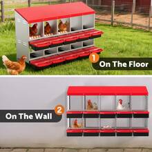 Advwin Chicken Nesting Box, 10 Compartment Galvanized Steel Chicken Laying Boxes, Nesting Boxes For Chickens, Easy Egg Collection For Chicken House, Backyard, Farms