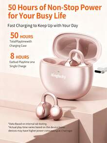 Kinglucky Clip-On Earbuds, Open-Fit Wireless Bluetooth 5.4 Headphones With Microphone, 50-Hour Battery Life, Noise Cancelling, Waterproof, Sports Earbuds, Comfortable For Workouts, Compatible With IOS And Android Phones, Gaming Headset With Speaker And Microphone, Holiday, Valentine's Day, Christmas Gift, Essential For Autumn/Winter Vacations, Camping Trips, Travel Accessories - 菱花 - 查看 8