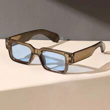 Men's Oversized Square Glasses - Heavy Round/Non-Prescription Glasses, Non-Prescription Thick Black Frame Suitable For Street Style, Formal Occasions And Daily Use - Retro Modern Men's Glasses (Multiple Colors Available) - Suitable For Shooting And Parties - Fashionable Rectangular Frame, Glossy Surface, Simple Design, Lightweight And Comfortable,  Accessory For Casual Outings - 1件 灰黑色 - 查看 4