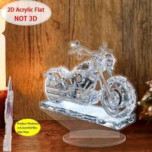 2D Acrylic Motorcycle Desk Decor - Transparent Crystal-Like 2D Decoration, Perfect Holiday Gift, No Power Needed