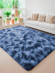Alfombra Decorativa de Pelo Alto. Alfombra de Peluche. Tapete Elegante para Sala de Estar y Dormitorios. Alfombra Antideslizante De Estilo Moderno. - azul con blanco - Ver 3