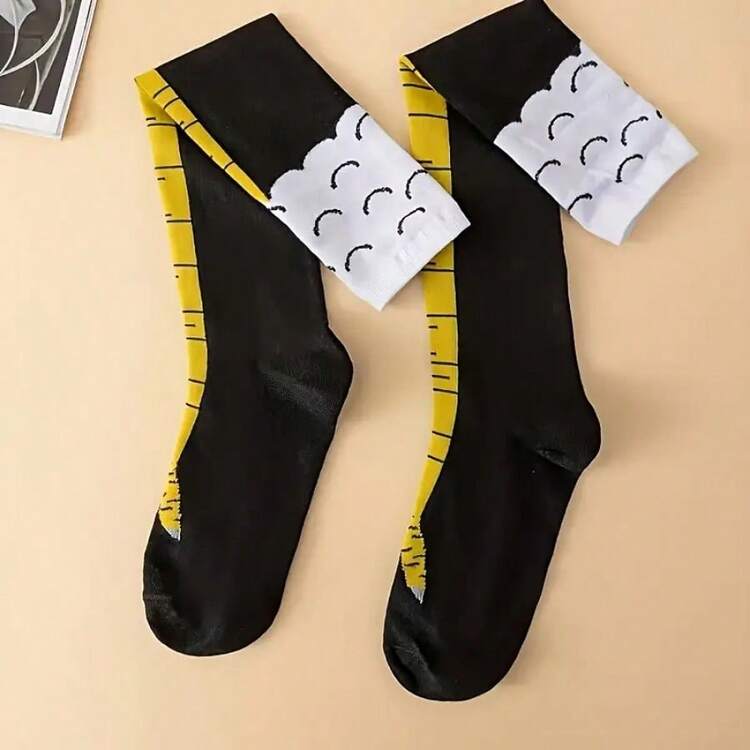 3 Pairs Of Striped Black And Yellow Chicken Leg Claw Calf Socks, With A Fun And Innovative Design, Suitable For Holiday Parties And Fun Gifts Recommended For Friends - 黑黃色 - 查看 7