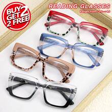 4pcs/3pcs/2pcs Fashion Large Frame Reading Glasses Set, Comfortable Spring Hinged Readers, Unique Colors To Match Your Daily Outfits - 多色C - 查看 6