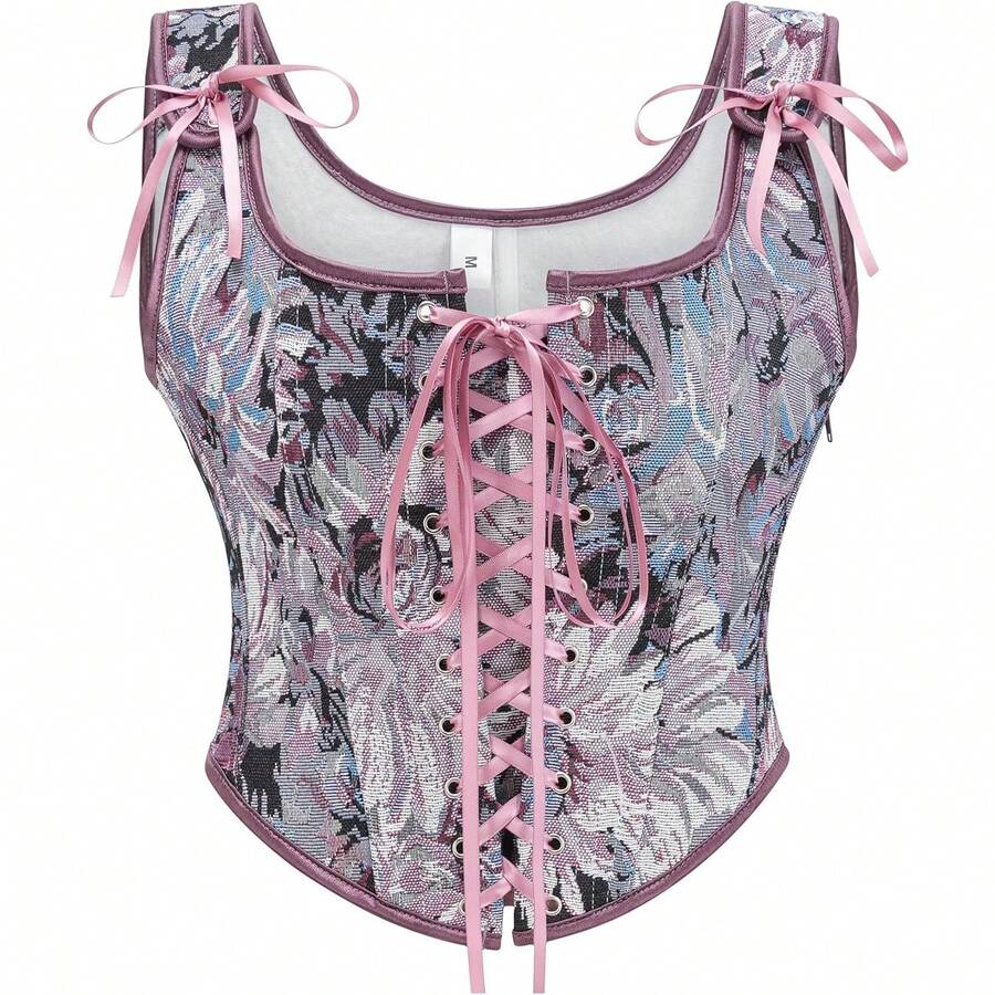 Women's Waist Cincher Bustier Boned Corset With Design In 2025 - 紫菊花 - 查看 1