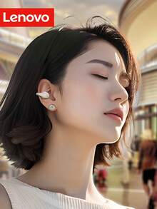 Lenovo 2025 New Open-Ear Headphones, Wireless Earclip Headphones, BT5.4 Connection, Smart Call Noise Cancellation, Deep Bass, Ergonomic Design, Unnoticeable Wearing, Comfortable & Stable, Outdoor Sports Headphones - Moon Rock White - View 6