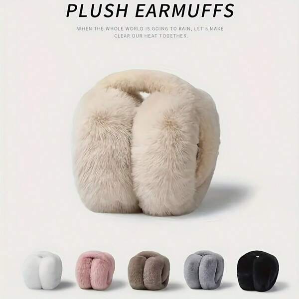 1pc Foldable Winter Warm Ear Muffs, Fluffy Ear Warmers, Unisex, Adjustable, Suitable For Outdoor Activities, Cold Weather Gear