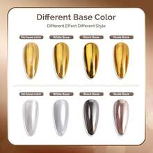 MelodySusie 2Pcs Chrome Nail Powder For Gel Nails,Metallic Mirror Effect Pigment Stylish And Technological Fine Glitter For Home DIY Salon Use{"Color_name":"SliverandGold"} - 銀與金 - 查看 5