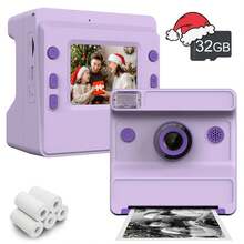 Aparat do natychmiastowych wydruków dla dzieci, prezent 2 w 1 do mediów społecznościowych: wielofunkcyjny aparat natychmiastowy dla dorosłych i dzieci z technologią bezatramentową – natychmiastowe robienie i drukowanie zdjęć/filmów w jakości 1080P HD, kreatywne filtry i naklejki, idealny w podróży, na imprezach, na Boże Narodzenie, na urodzinach – gotowy prezent dla niego, dla niej, nastolatków, par i przyjaciół (zawiera papier fotograficzny, akumulator 1300 mAh) [Aparat do natychmiastowych wydruków i przenośna drukarka]