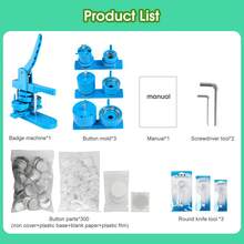 DIY Pin Button Maker Machine 25mm/32mm/58mm Badge Punch Press With 300pcs Button Parts (Green) - Azul - Ver 11