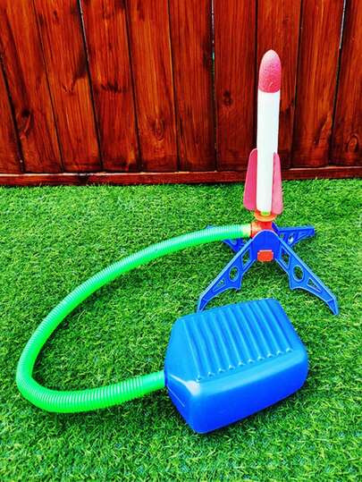 1pc Foot-Powered Rocket Launcher Toy, Outdoor Game, Fun Backyard Activity, Colorful Design