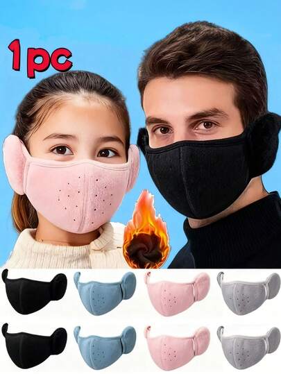 1 pieza Pasamontañas de forro polar para invierno con orejeras, a prueba de viento y transpirable, polar a prueba de viento y frío, máscara cálida, orejeras antihielo, orejeras transpirables para hombre y mujer, máscara gruesa para ciclismo al aire libre, equipo esencial para esquiar, cobertura total de la oreja, diseño con orificio de aire, máscara unisex elástica para clima frío para ciclismo, senderismo, esquí y actividades al aire libre, máscara de esquí