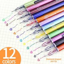 1 pieza Bolígrafo de punta fina multicolor, bolígrafo de diamante, bolígrafo de firma lindo, 12 colores, apto para tomar notas, arte, pintura, bolígrafo a base de agua de varios colores