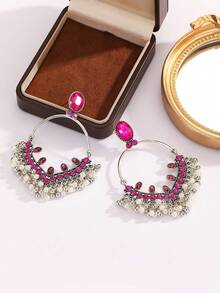 FANYINAN Stylish And Minimalist Zinc Alloy Earrings With 18K Gold-Plated Rhinestones And Faux Pearl Pendants, Perfect For Everyday Wear. Ideal For Holidays, Vacations, Parties, And Birthday Celebrations.