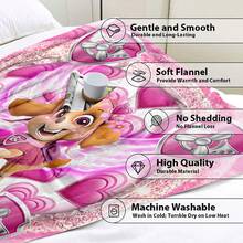 Paw Patrol 1 pieza Manta de franela de Paw Patrol - Manta suave y cálida, diseño de dibujos animados lindo adecuado para dormitorio, sala de estar, dormitorio, sofá, camping, viaje, picnic, todas las estaciones