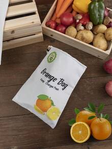 Bolsa de embalaje de fruta de manzana naranja, bolsa de transporte de frutas de poliéster con aspecto de lino, de doble capa y cordón cuadrado. Bolsa reutilizable para el hogar para mantener las frutas frescas.