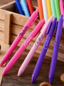 1/5/10/20/50pcs Customized Text/Logo Macaron Color Neutral Pens, Simple Push-Type Signing Advertising Pens For Students, Office Supplies, Ideal For Anniversary Commemorations Or Bridesmaid Gifts, Personalized Luxury Advertising Neutral Pens With Engraved Text, Personalized Wedding Gifts, Motivational Pens For Employees, Teacher Gifts, Corporate Gifts, Student Gifts, Customized Wedding Gifts, Coworker Gifts, Halloween Gifts,Office Decor - 彩色 - 查看 4